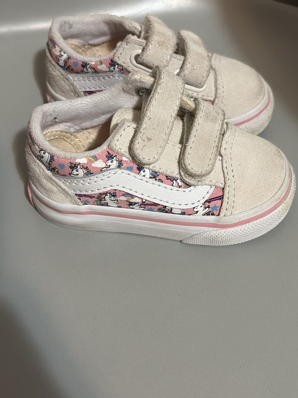 Vans Kids White & Pink Unicorn Velcro Sneakers